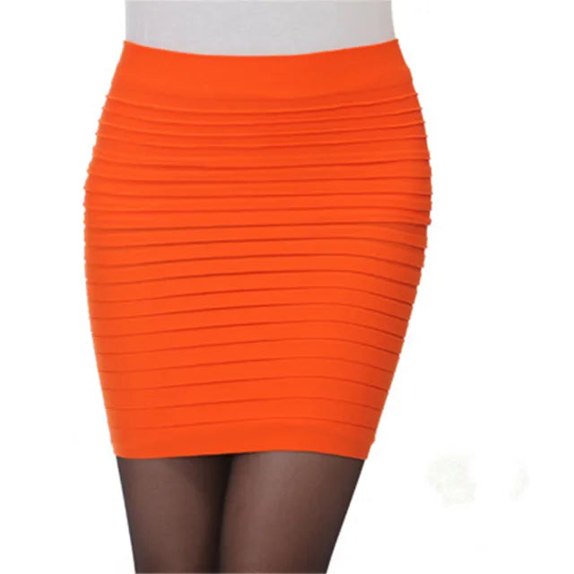 Fashion Bodycon Skirts Women's Summer Bottom Elastic Short Skirts For Office Lady Solid Color Draped Slim Elastic Mini Skirt Hot