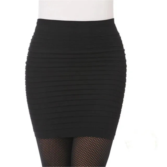 Fashion Bodycon Skirts Women's Summer Bottom Elastic Short Skirts For Office Lady Solid Color Draped Slim Elastic Mini Skirt Hot