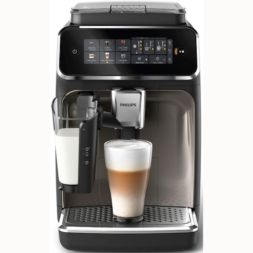 Philips Series 3300 Kaffeevollautomat EP3347/90 - 6 Getränke, Farb Touchscreen Display, LatteGo Milchsystem, SilentBrew, Keramikmahlwerk, AquaClean Filter - Schwarz/Chrom